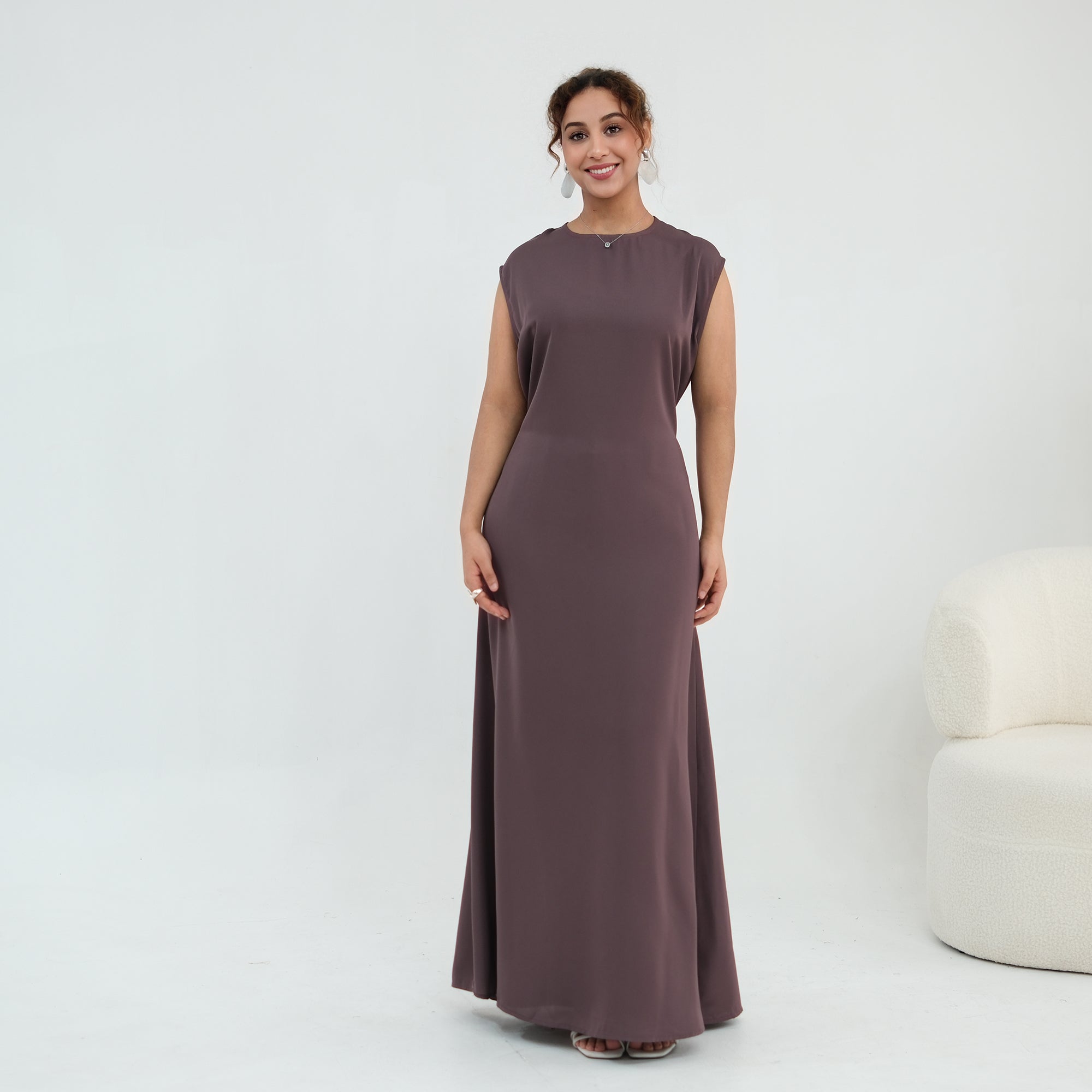 Nayla Lace Abaya Set - Brown