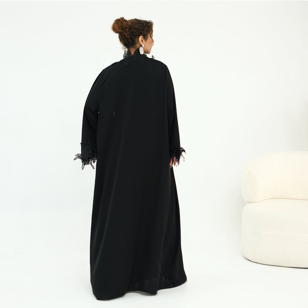 Nayla Lace Abaya Set - Black