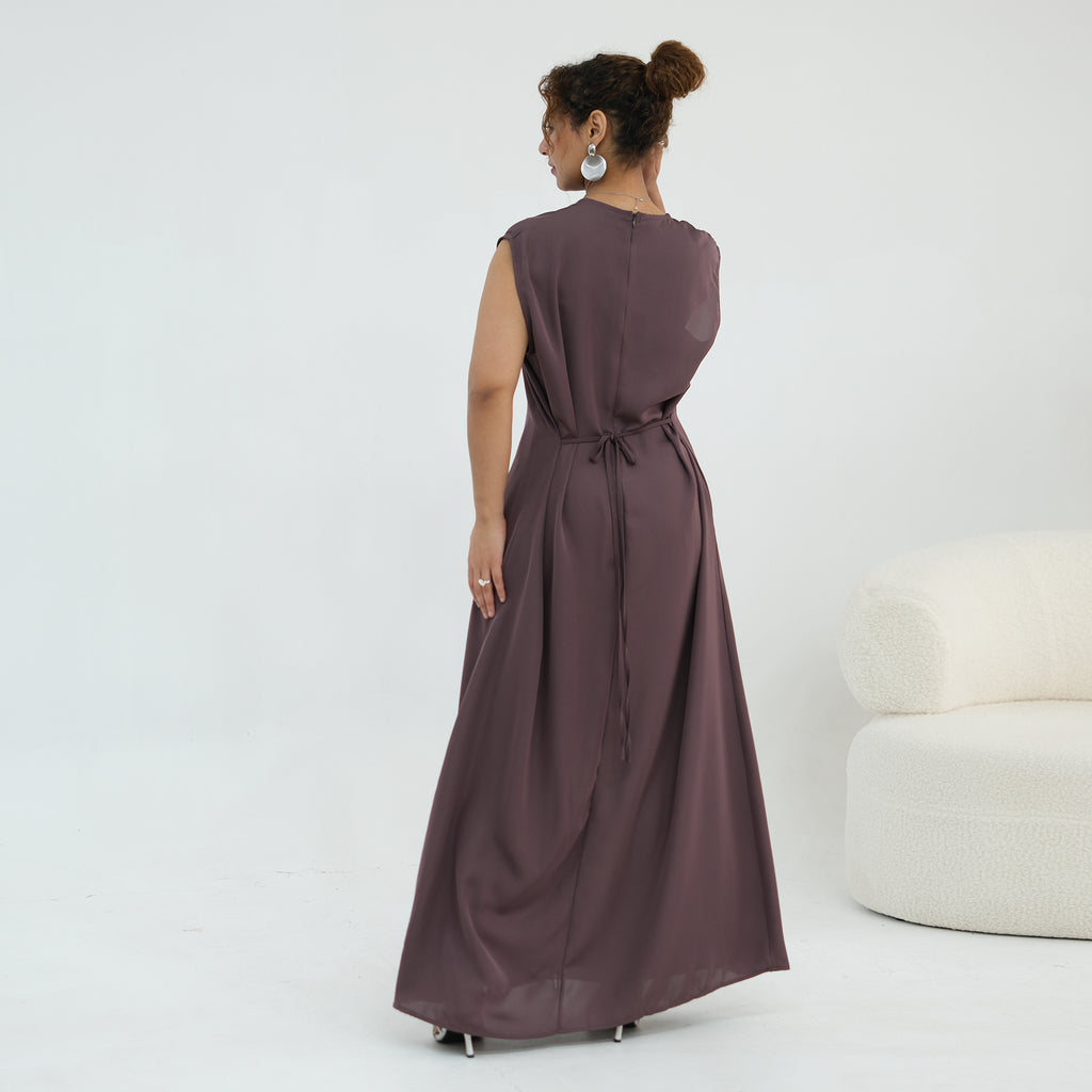 Nayla Lace Abaya Set - Brown