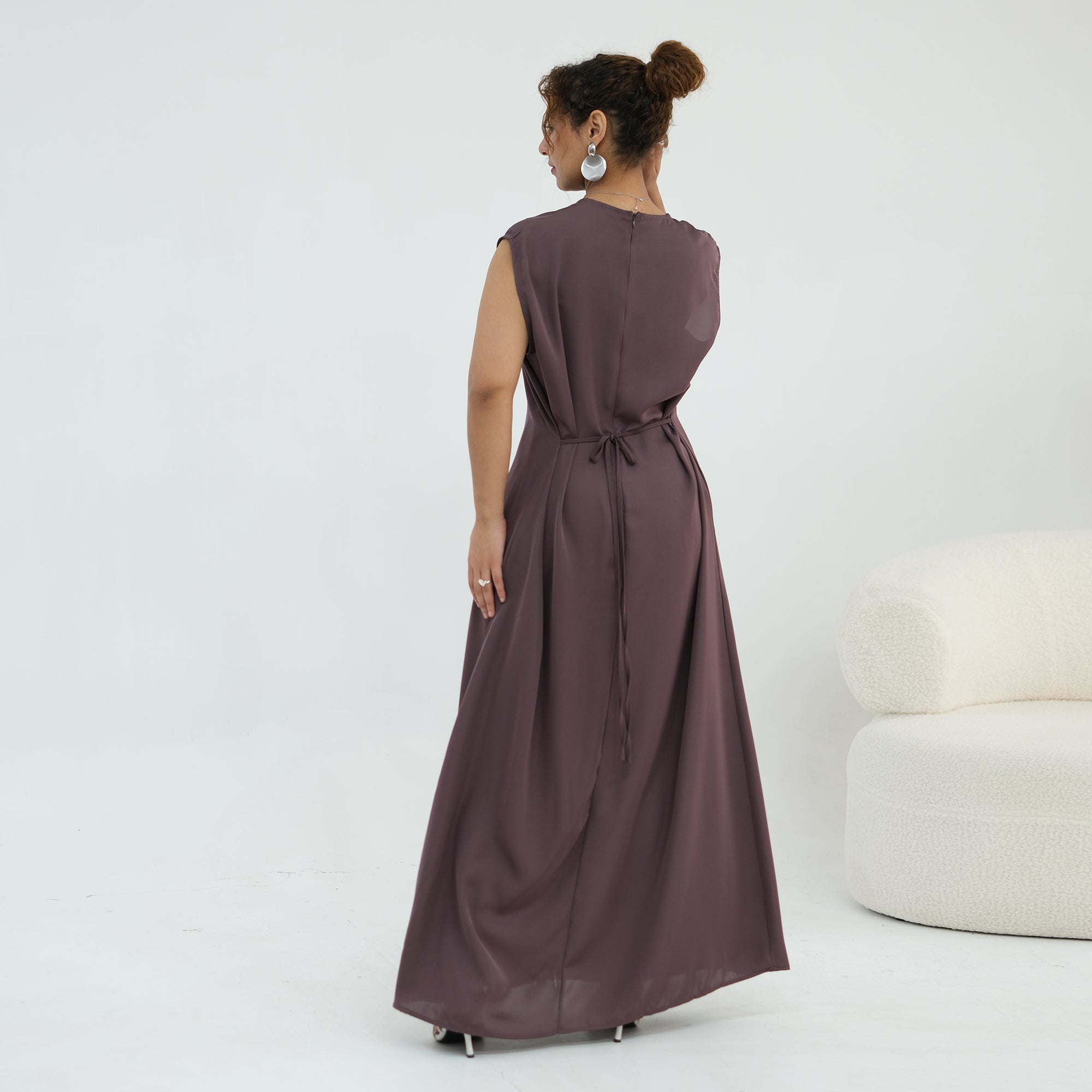Nayla Lace Abaya Set - Brown