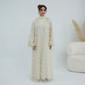 Zaria Floral Embroidered Dress Set - Cream