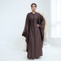 Noura Lace Detail Kaftan Dress - Brown