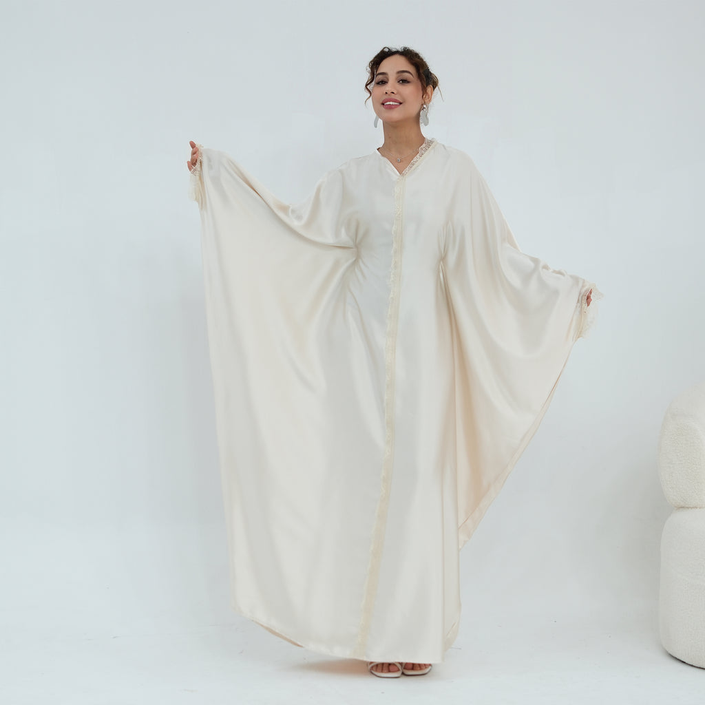 Noura Lace Detail Kaftan Dress - Ivory