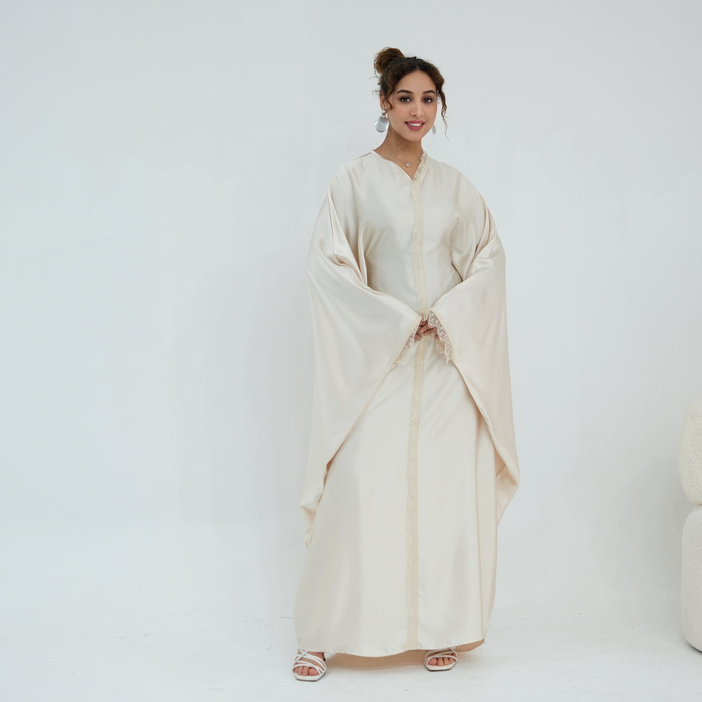 Noura Lace Detail Kaftan Dress - Ivory