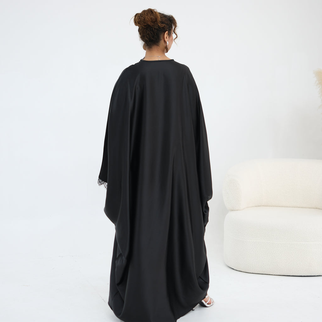 Noura Lace Detail Kaftan Dress - Black