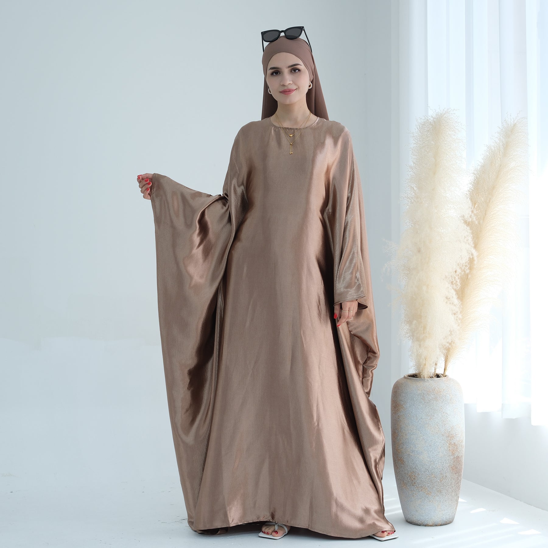 Soraya Shimmer Kaftan Dress - Bronze