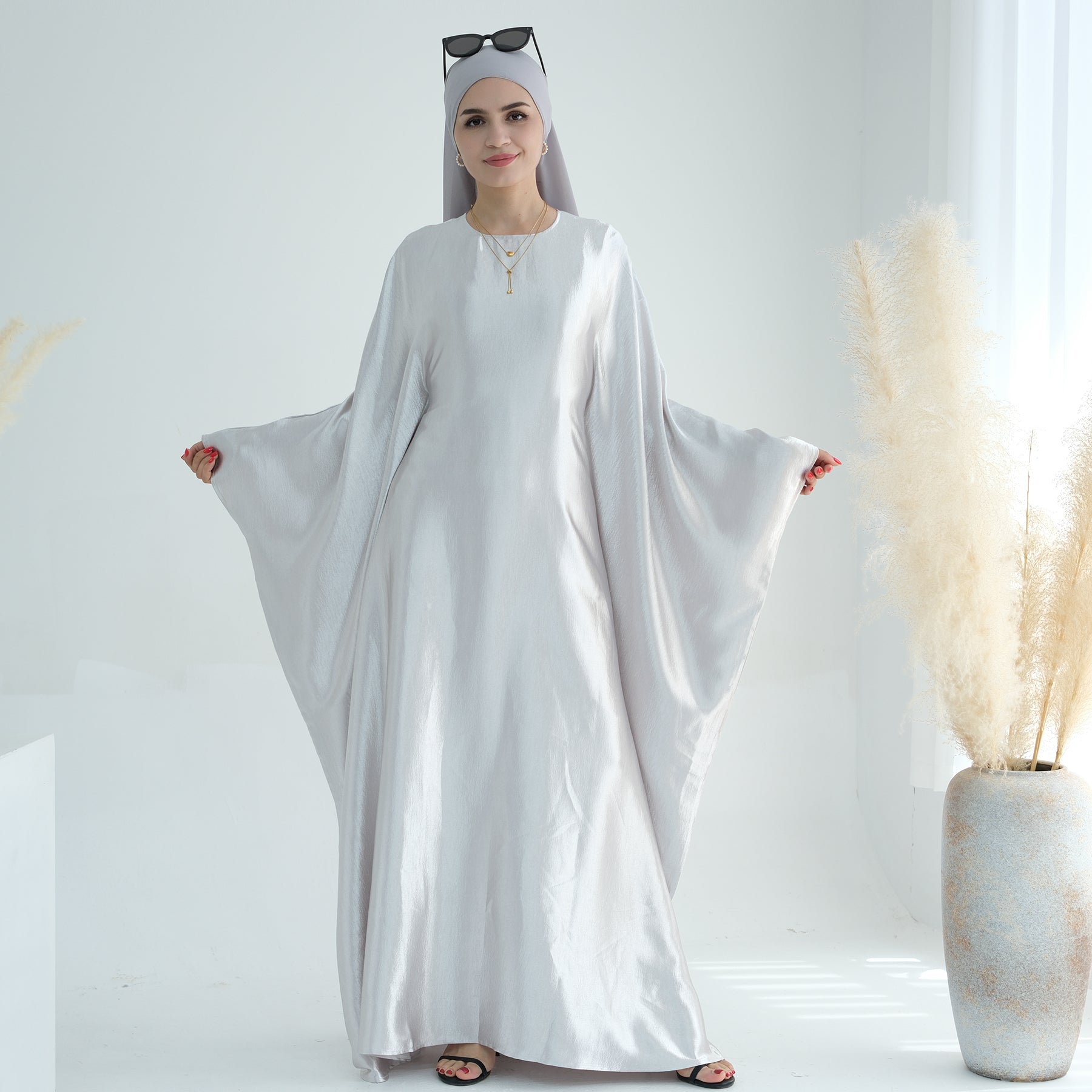 Soraya Shimmer Kaftan Dress - White