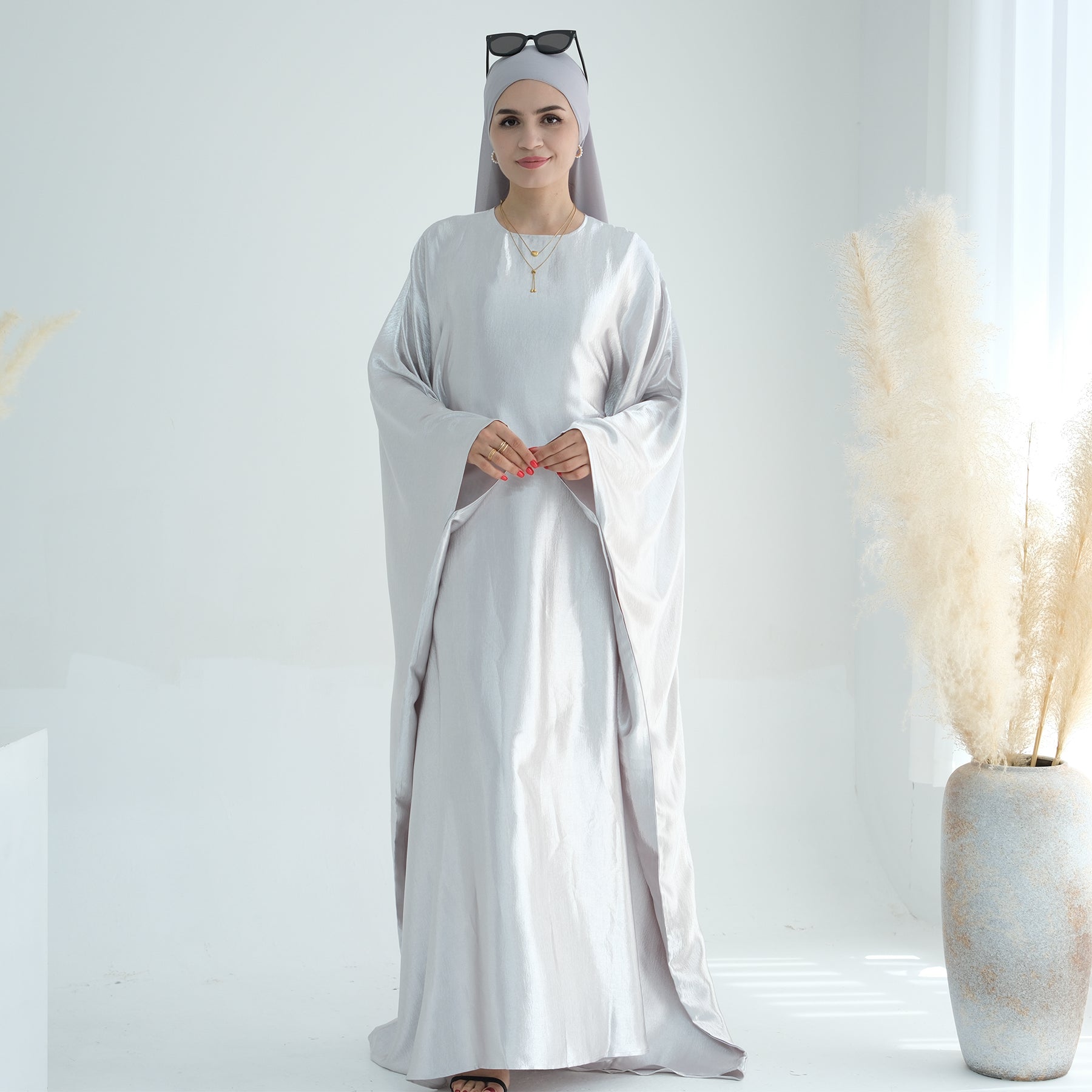 Soraya Shimmer Kaftan Dress - White
