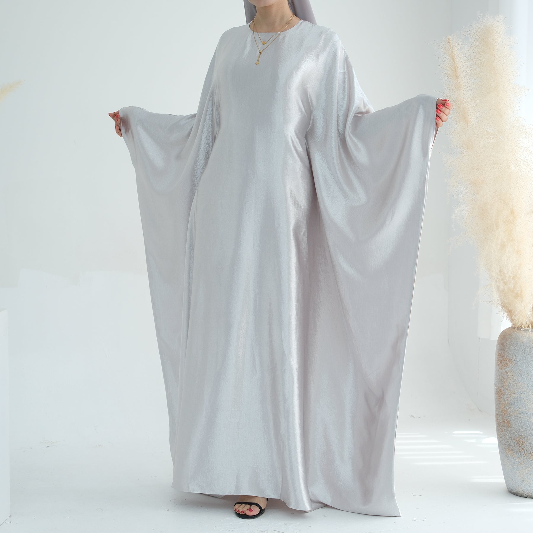 Soraya Shimmer Kaftan Dress - White