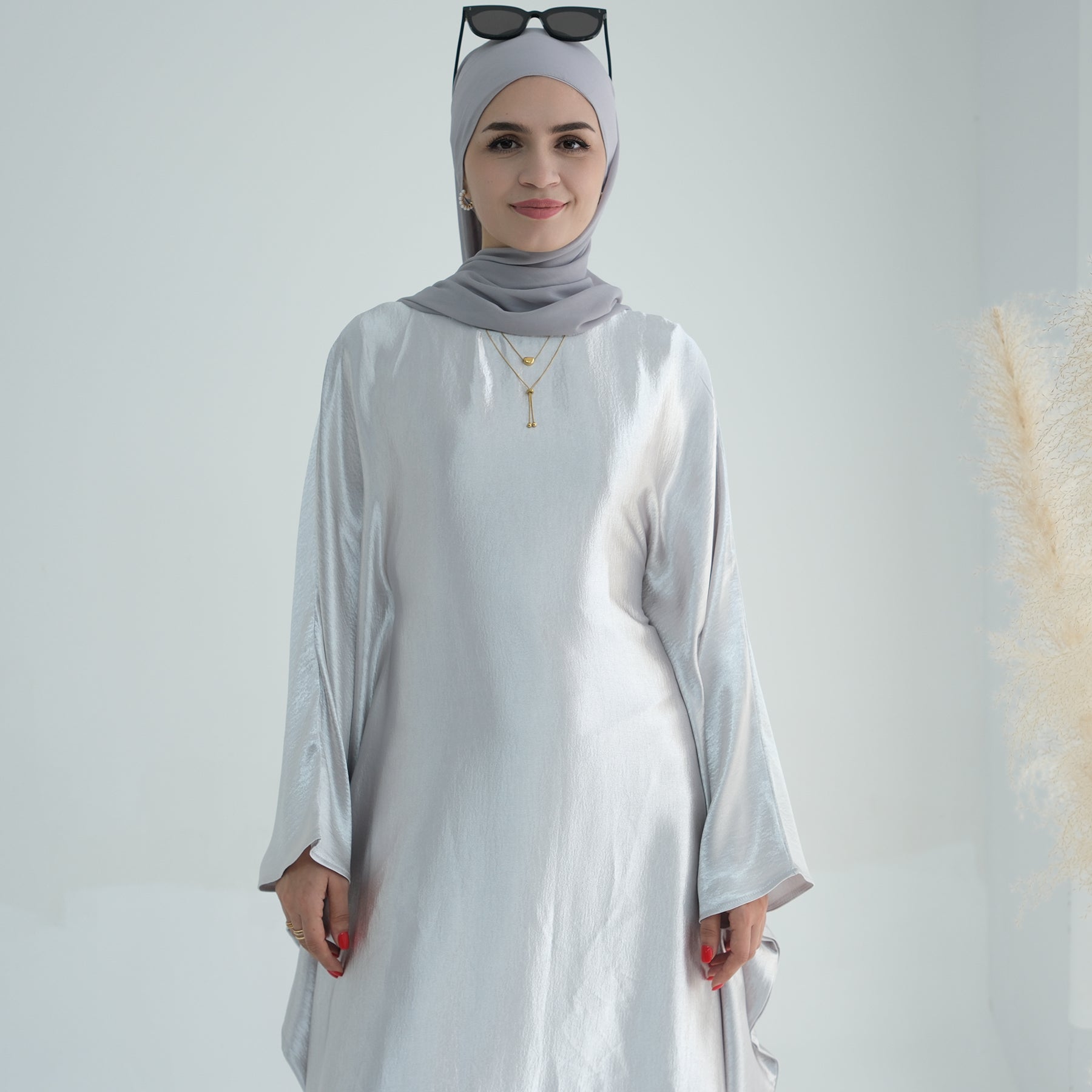 Soraya Shimmer Kaftan Dress - White