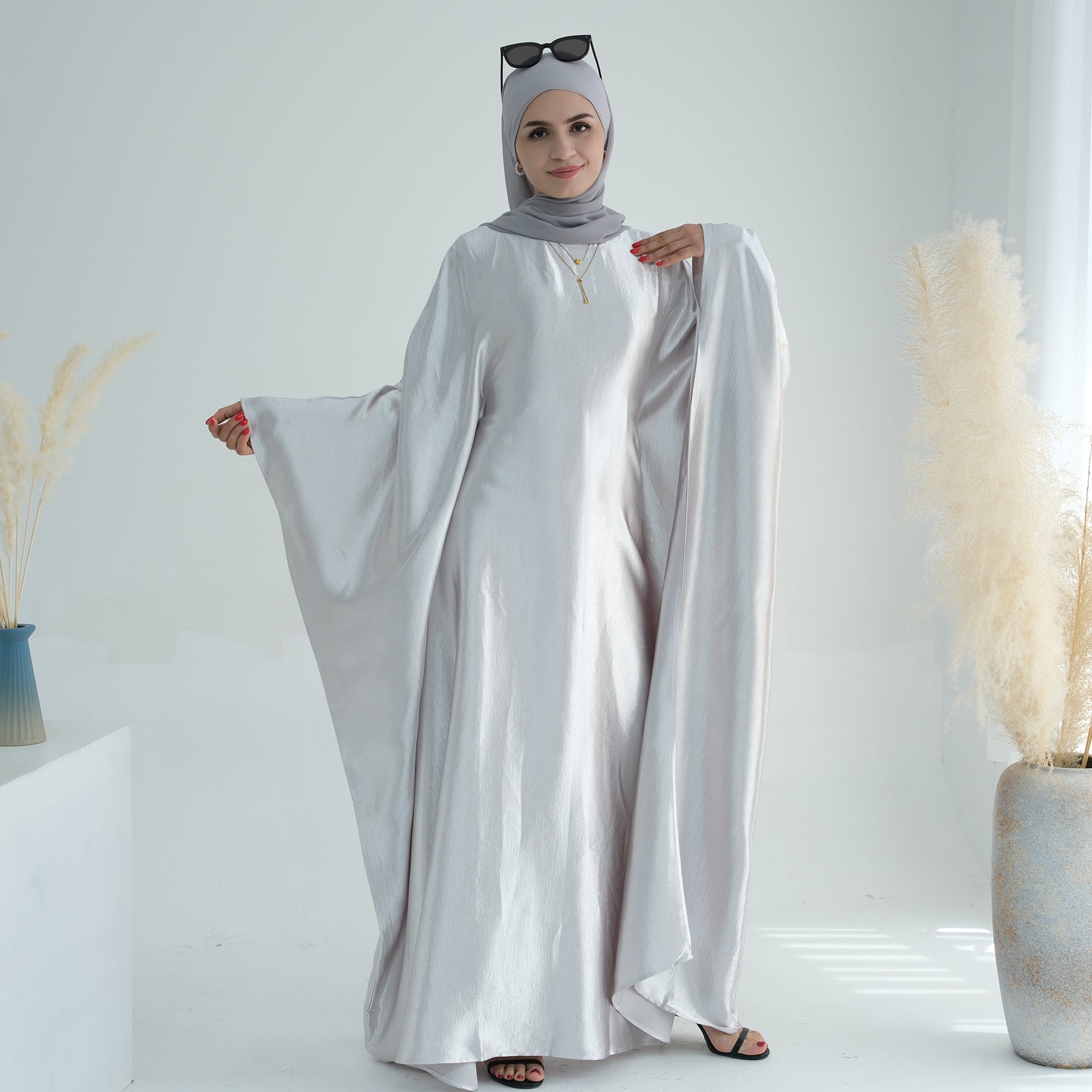 Soraya Shimmer Kaftan Dress - White