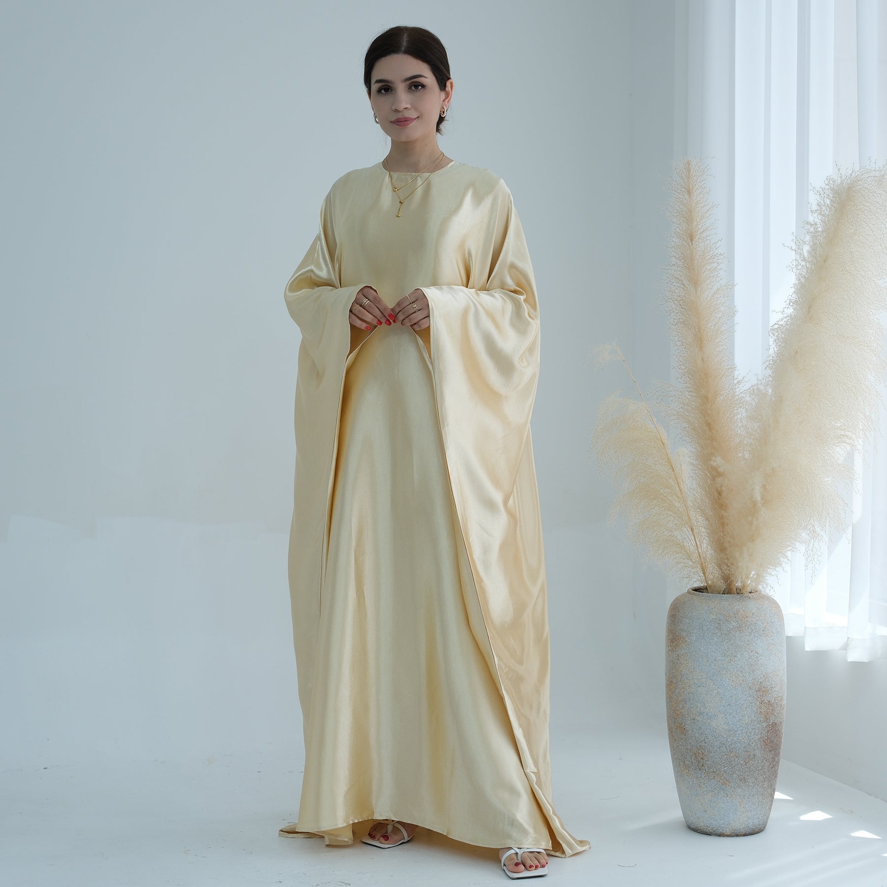 Soraya Shimmer Kaftan Dress - Baby Yellow