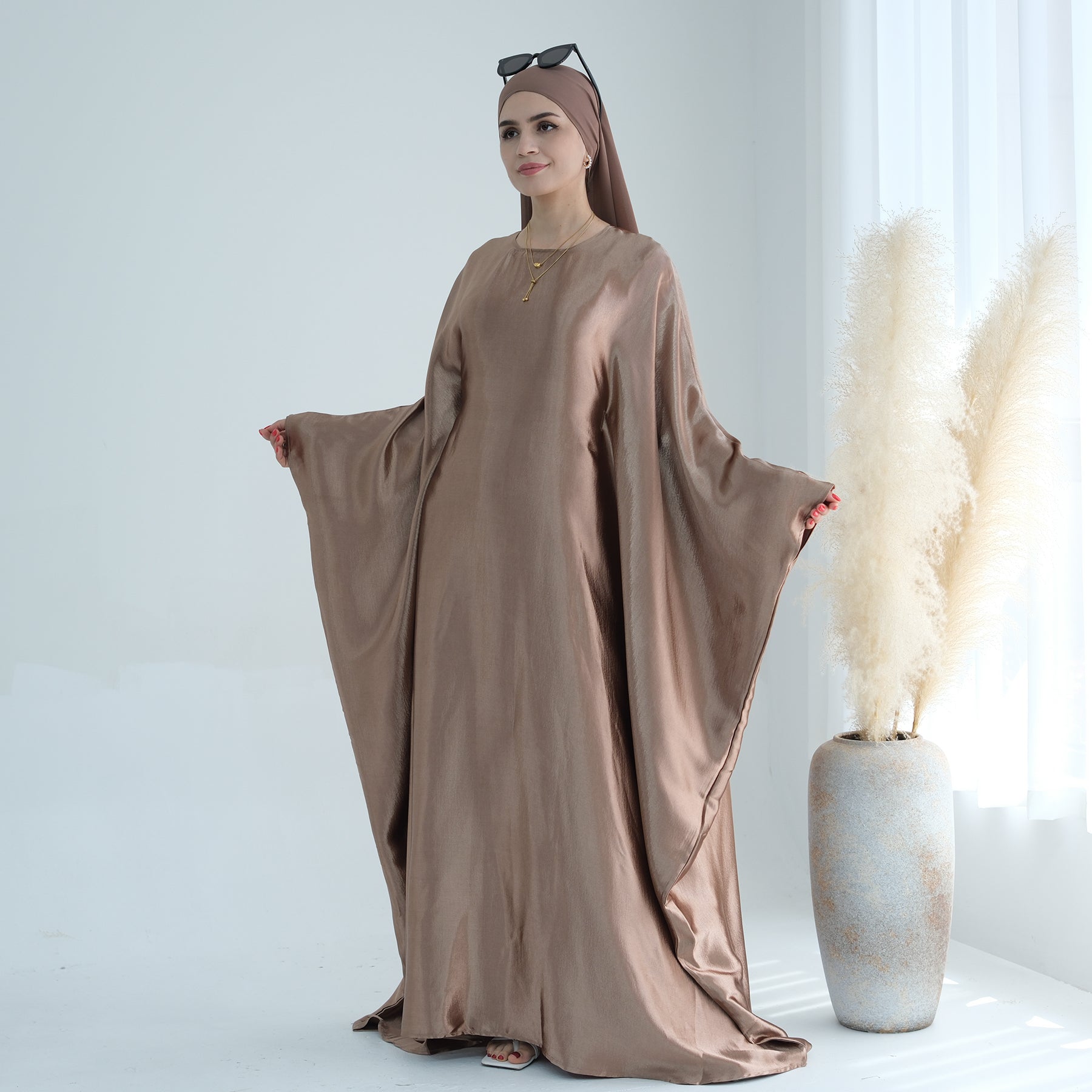 Soraya Shimmer Kaftan Dress - Bronze