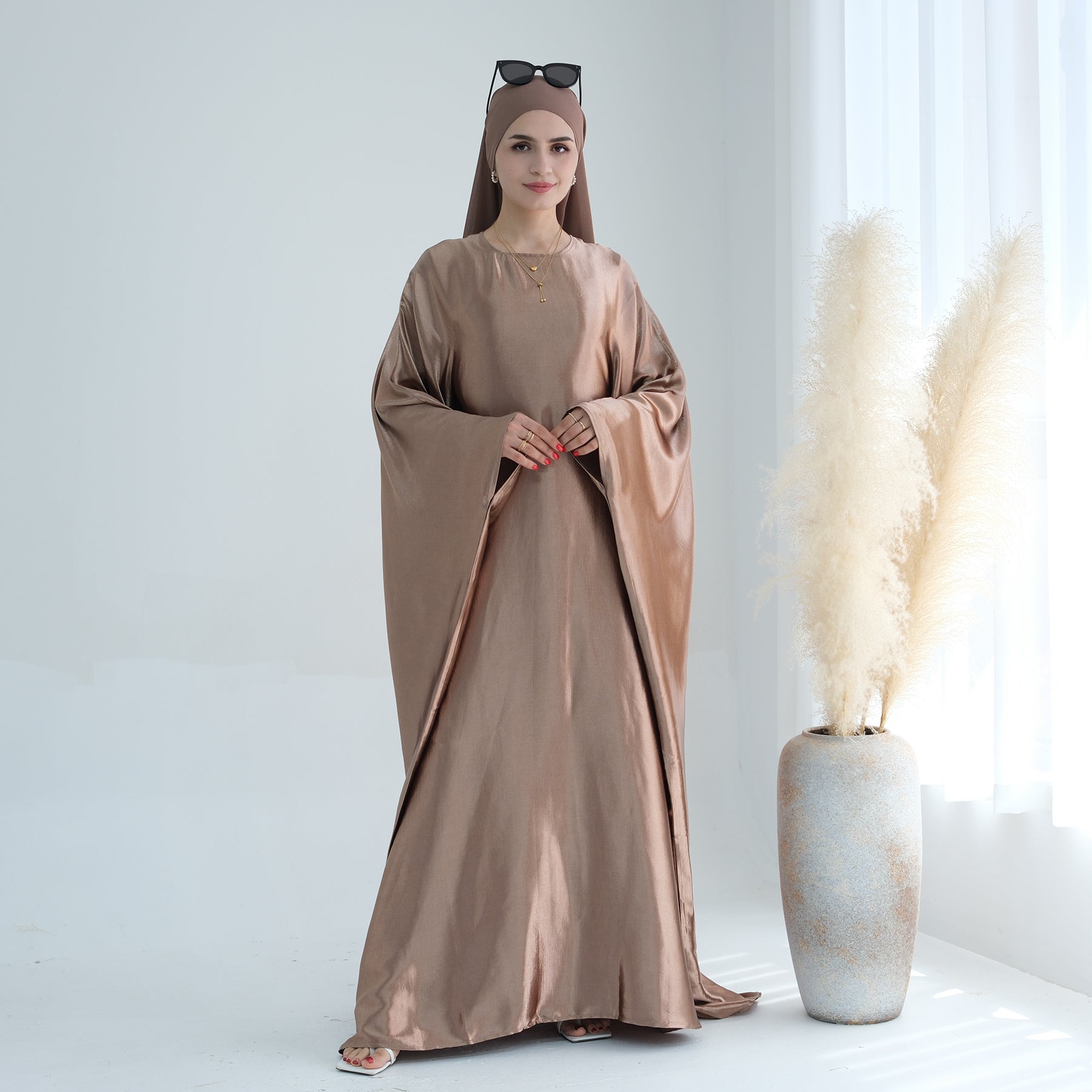Soraya Shimmer Kaftan Dress - Bronze