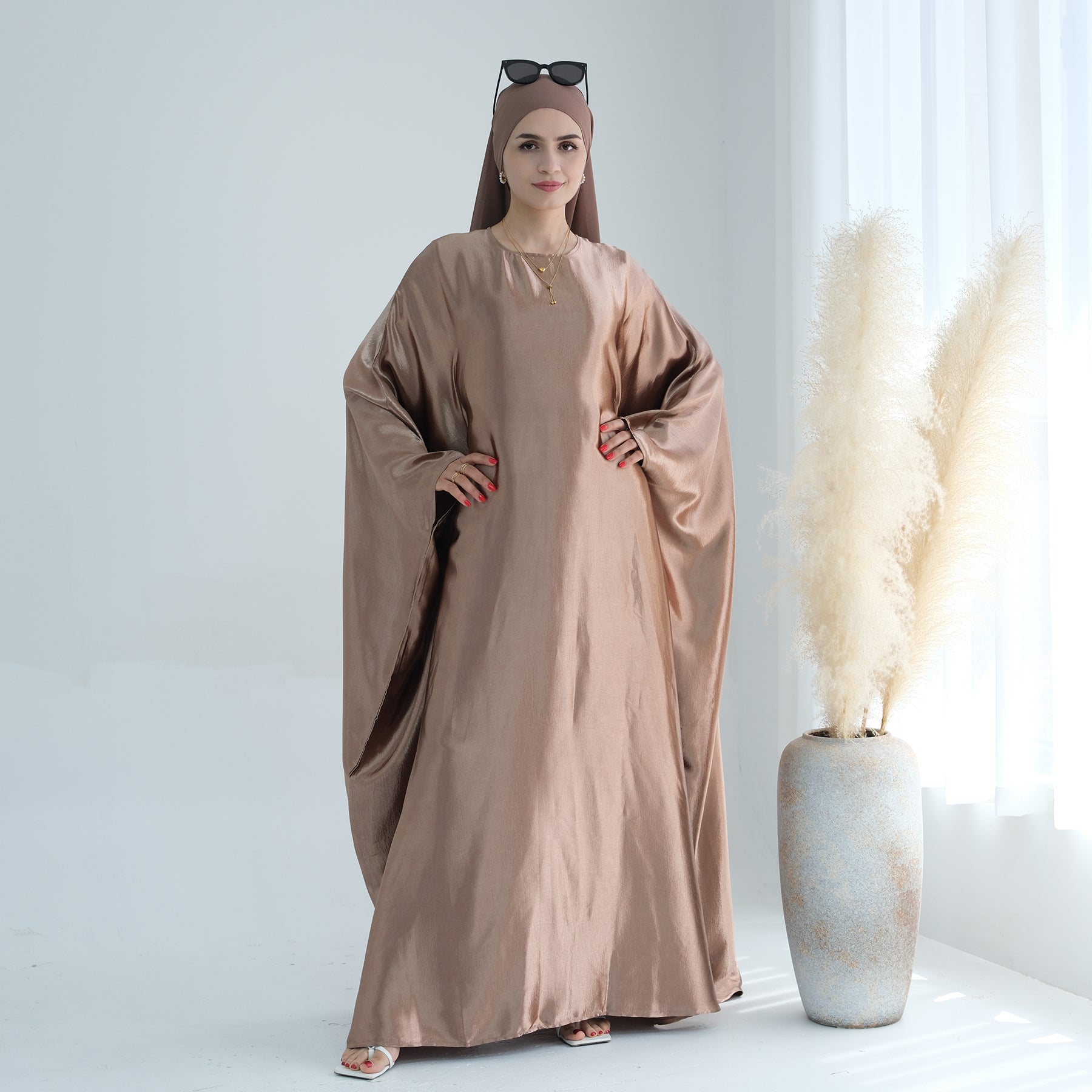 Soraya Shimmer Kaftan Dress - Bronze