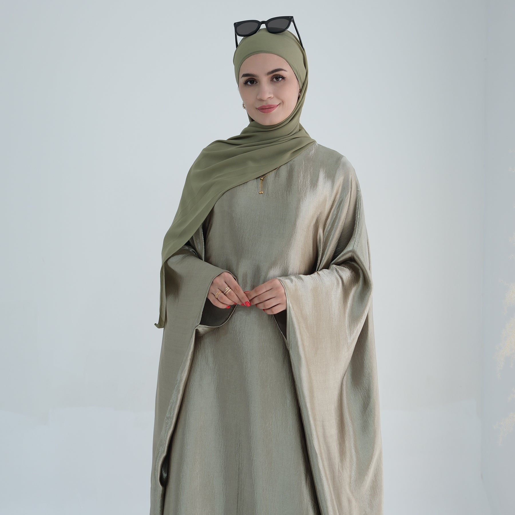 Soraya Shimmer Kaftan Dress - Light Green