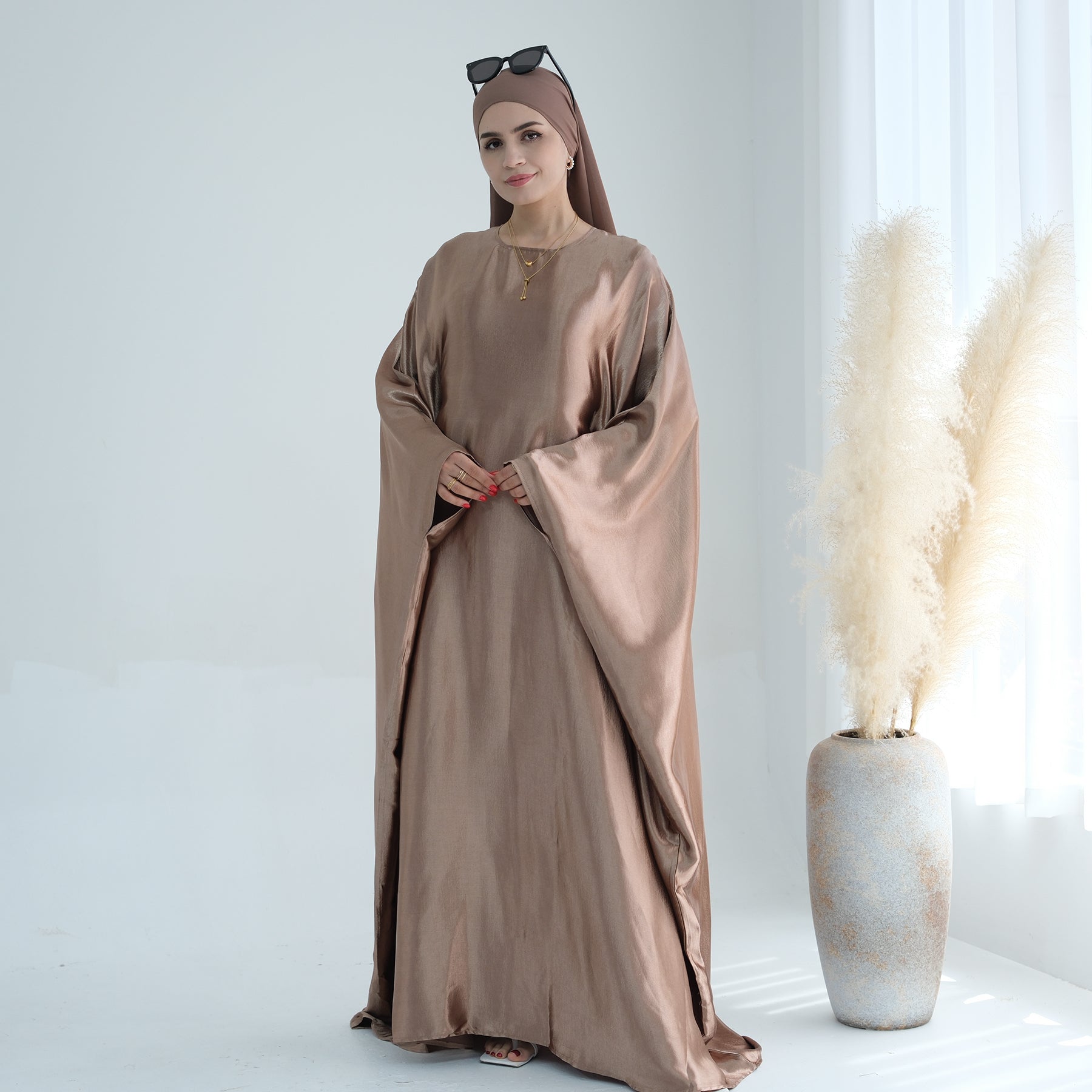 Soraya Shimmer Kaftan Dress - Bronze