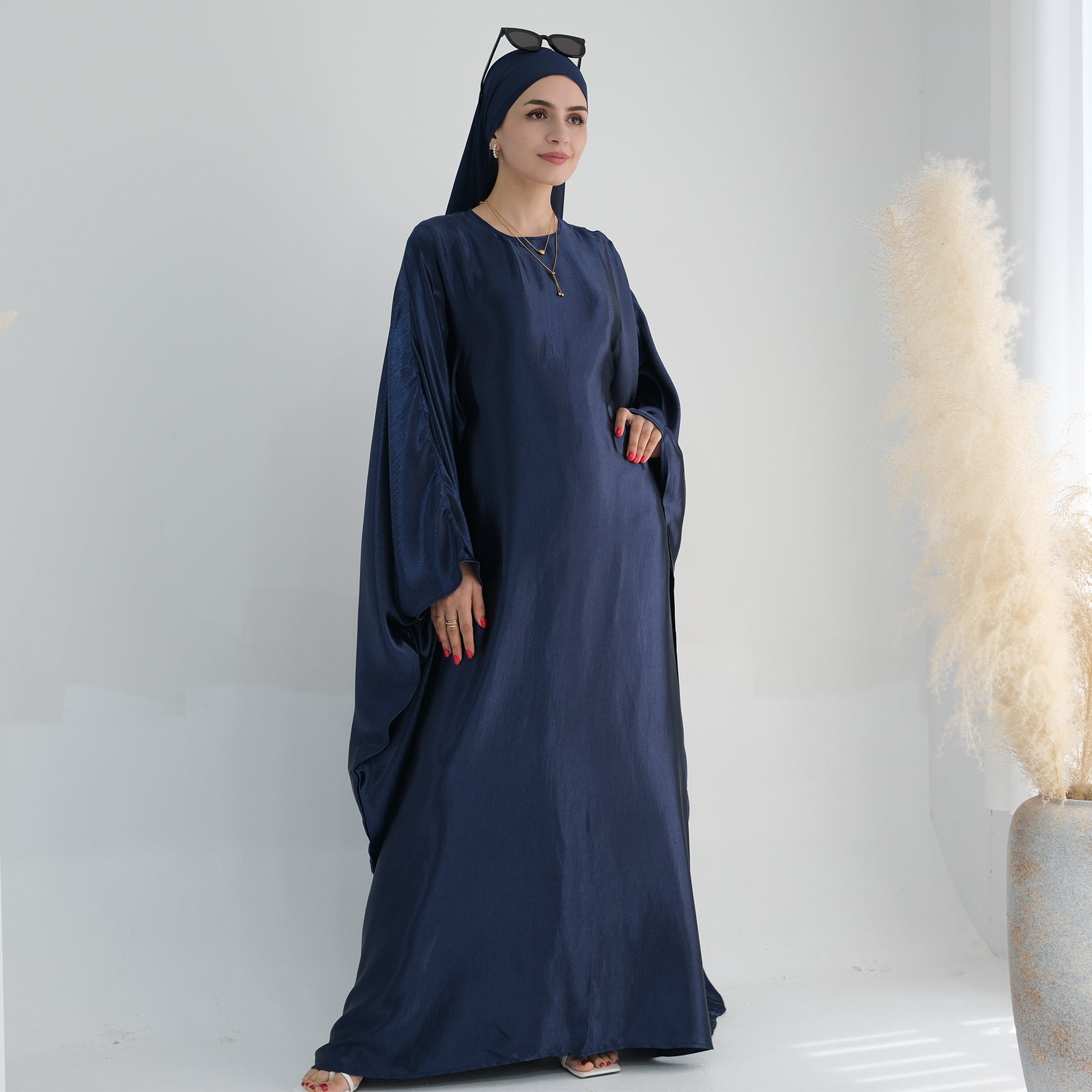 Soraya Shimmer Kaftan Dress - Navy Blue