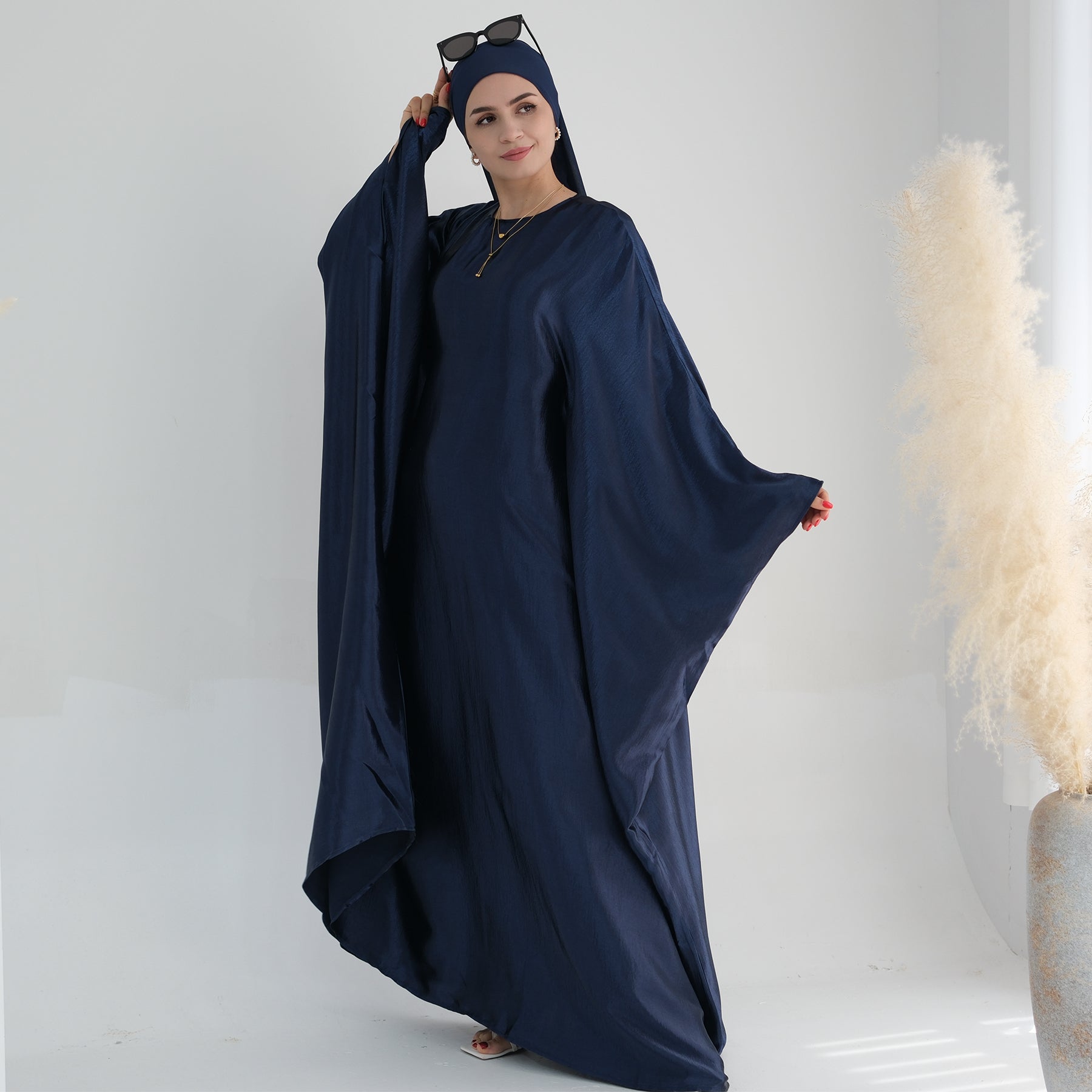 Soraya Shimmer Kaftan Dress - Navy Blue