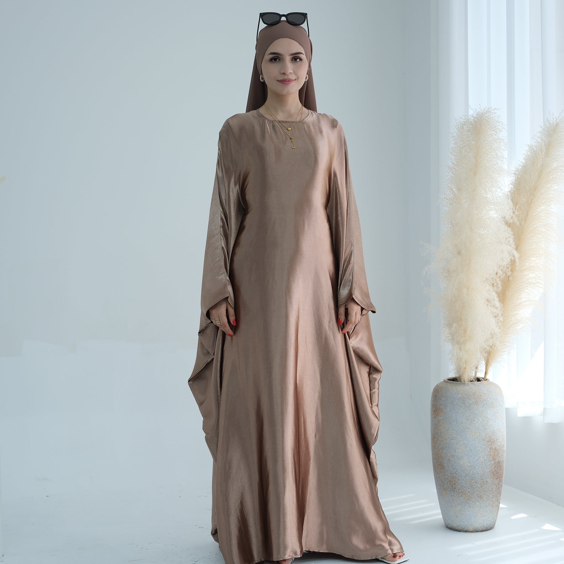 Soraya Shimmer Kaftan Dress - Bronze