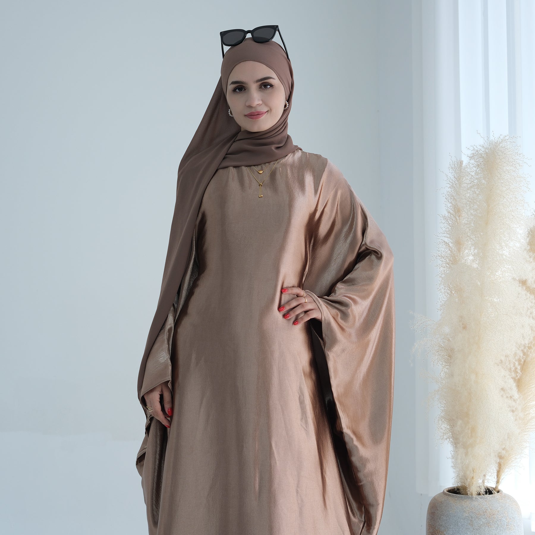 Soraya Shimmer Kaftan Dress - Bronze