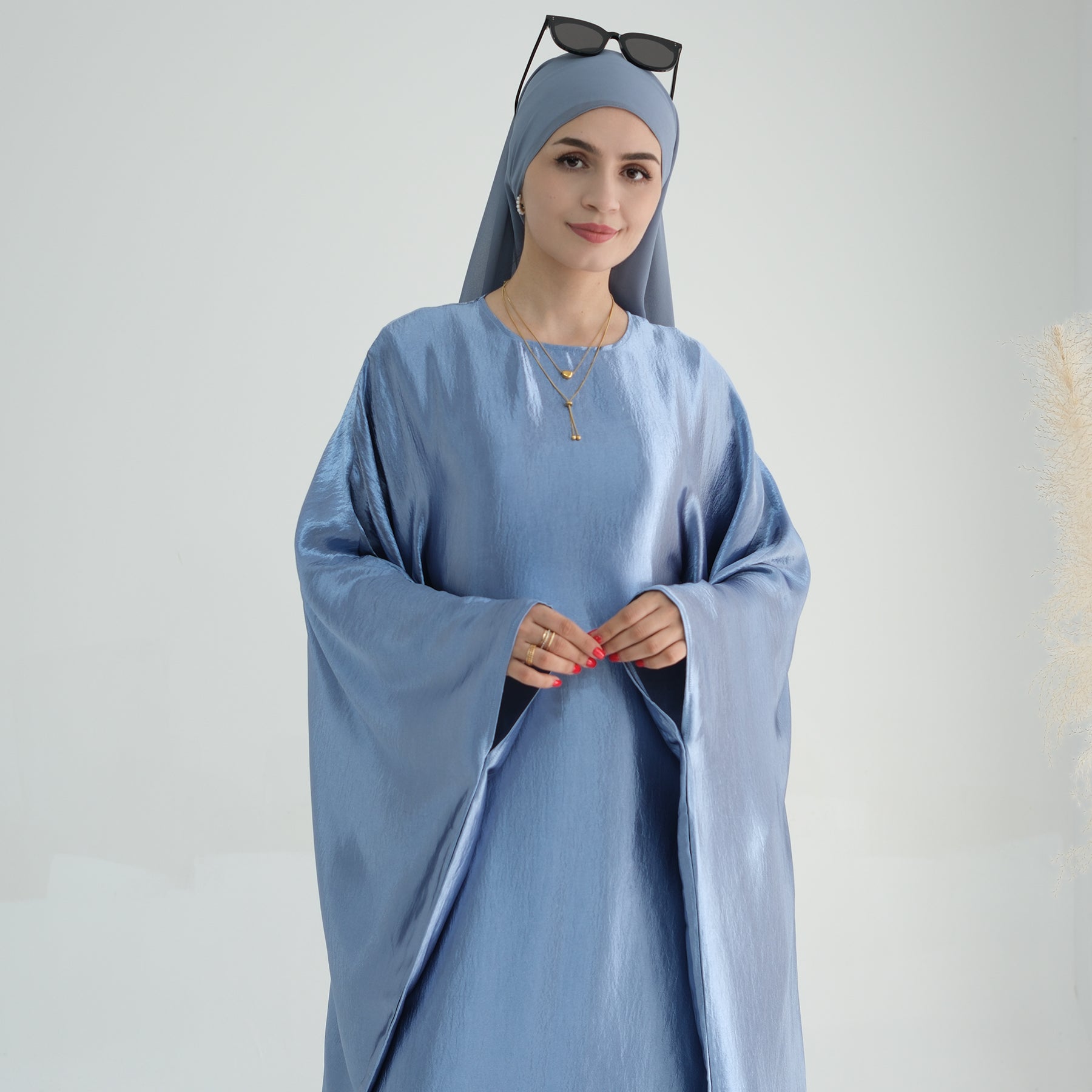 Soraya Shimmer Kaftan Dress - Blue