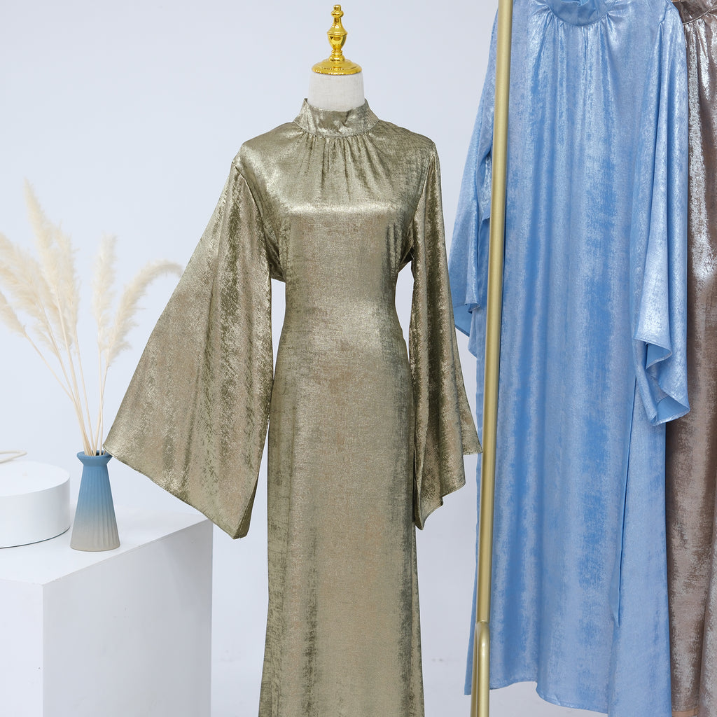 Samira Shimmer Dress - Olive Gold