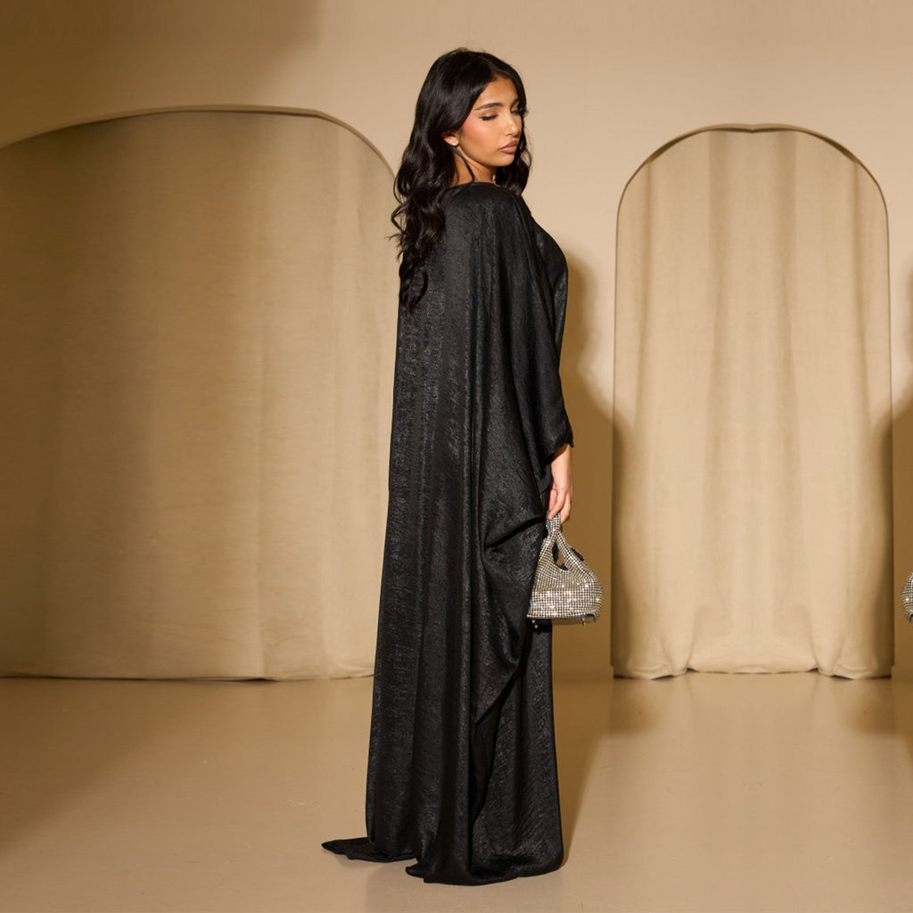 Soraya Shimmer Kaftan Dress - Black