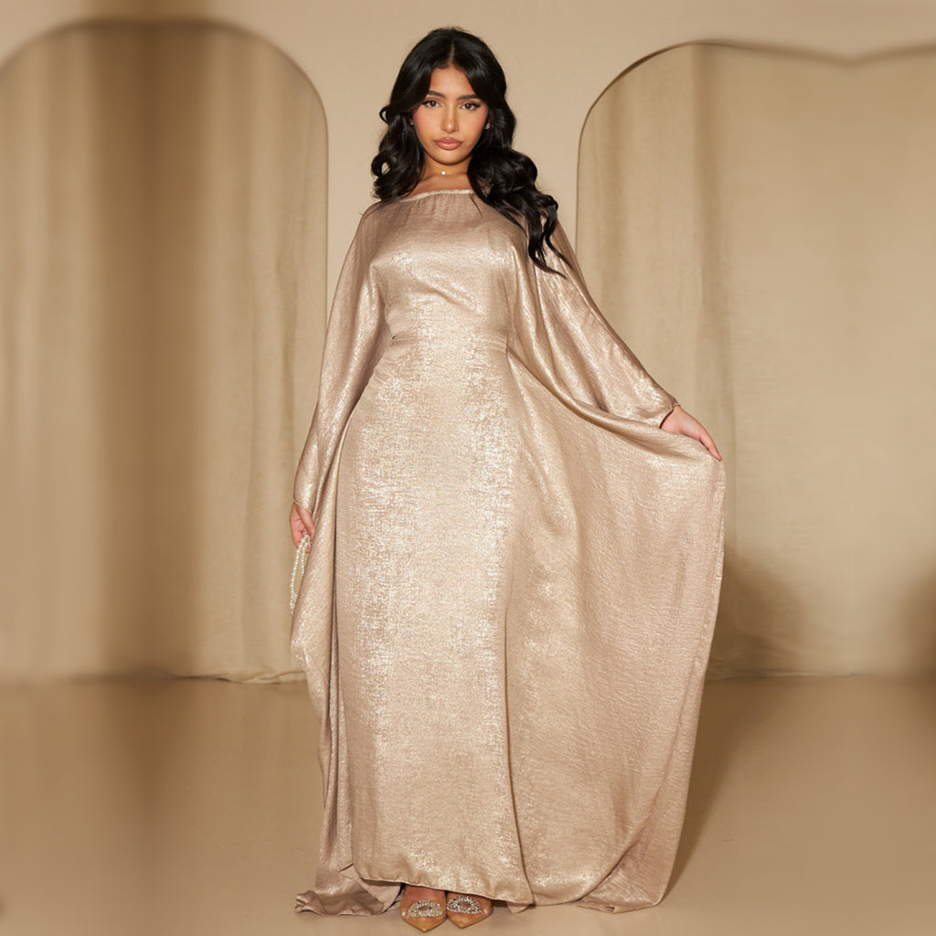 Soraya Shimmer Kaftan Dress - Champagne