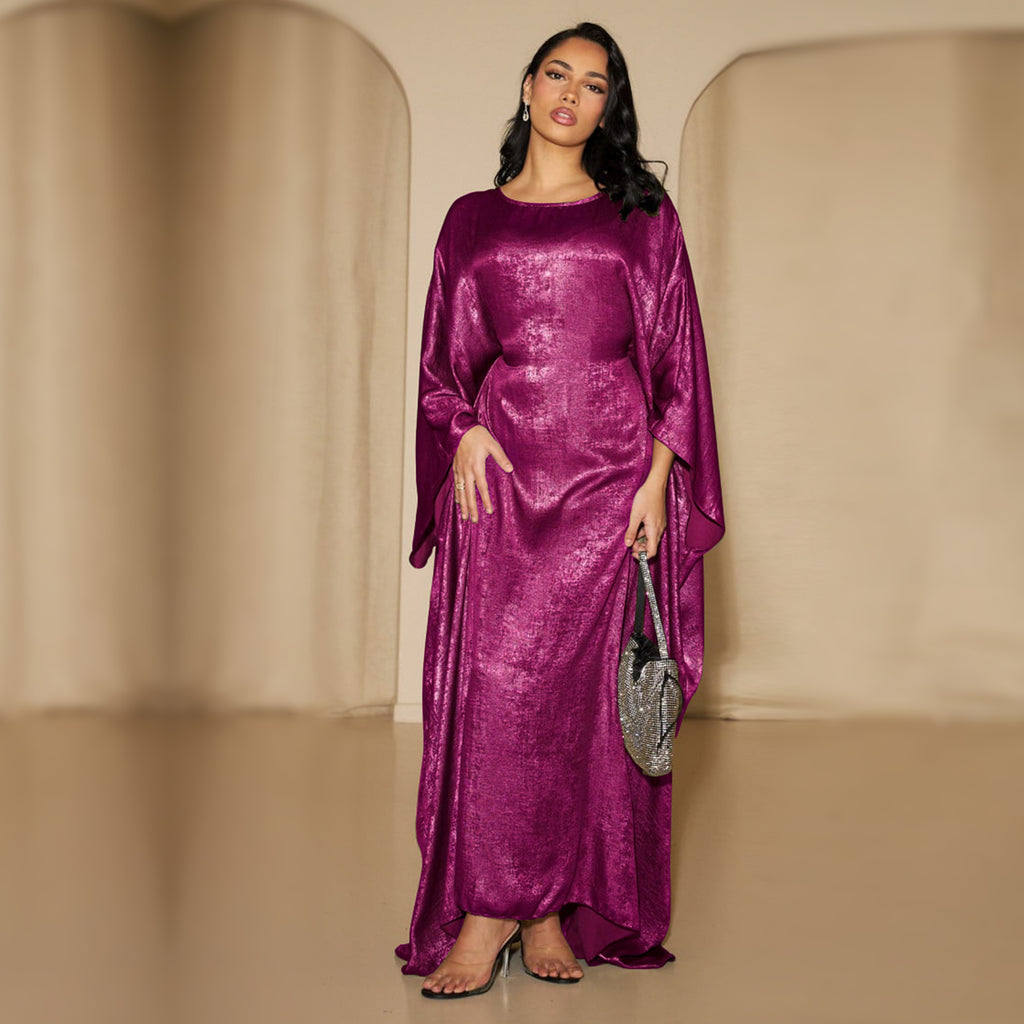 Soraya Shimmer Kaftan Dress - Magenta