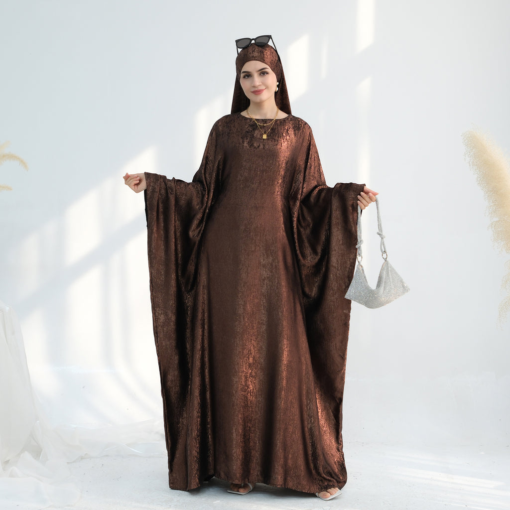 Soraya Shimmer Kaftan Dress - Coffee