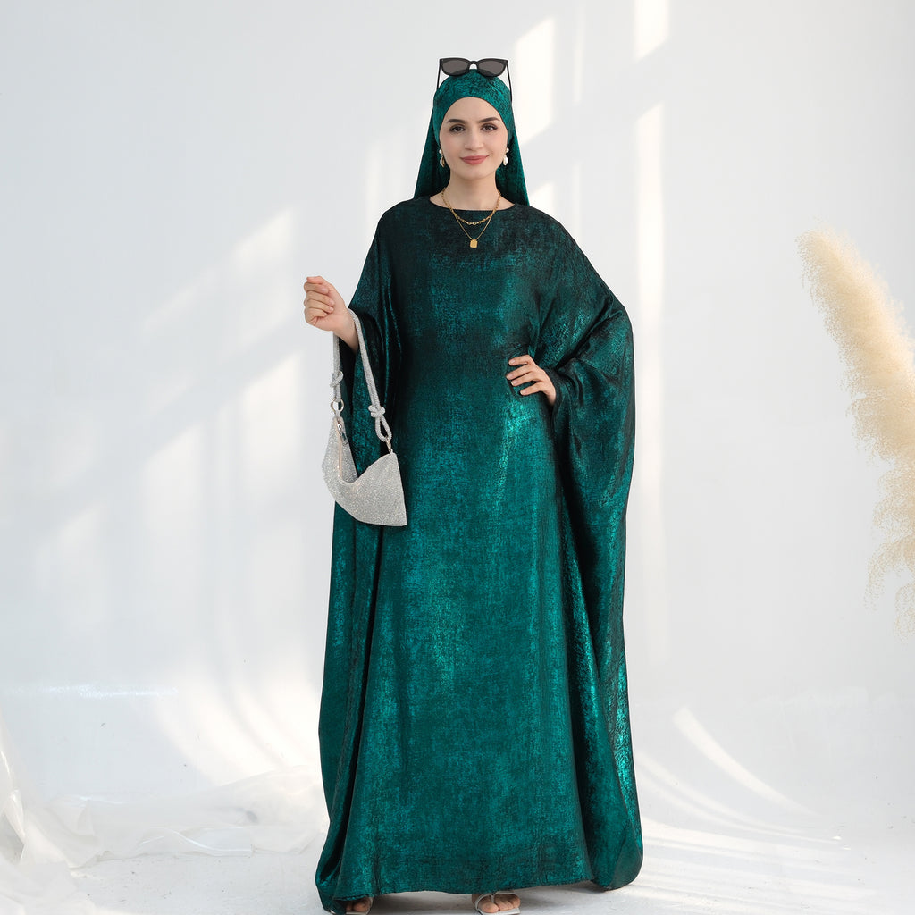 Soraya Shimmer Kaftan Dress - Emerald