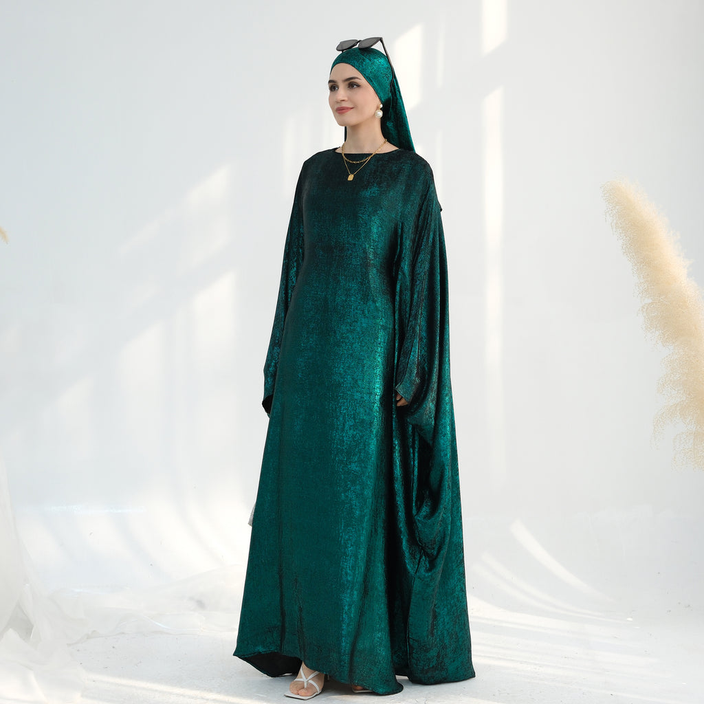 Soraya Shimmer Kaftan Dress - Emerald