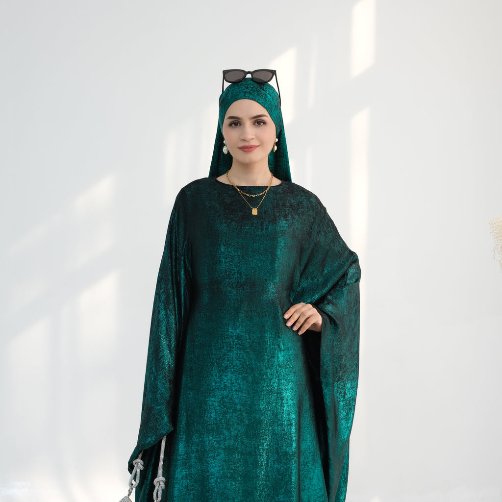 Soraya Shimmer Kaftan Dress - Emerald