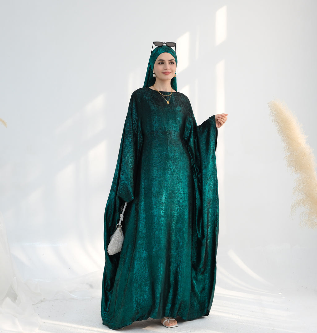 Soraya Shimmer Kaftan Dress - Emerald