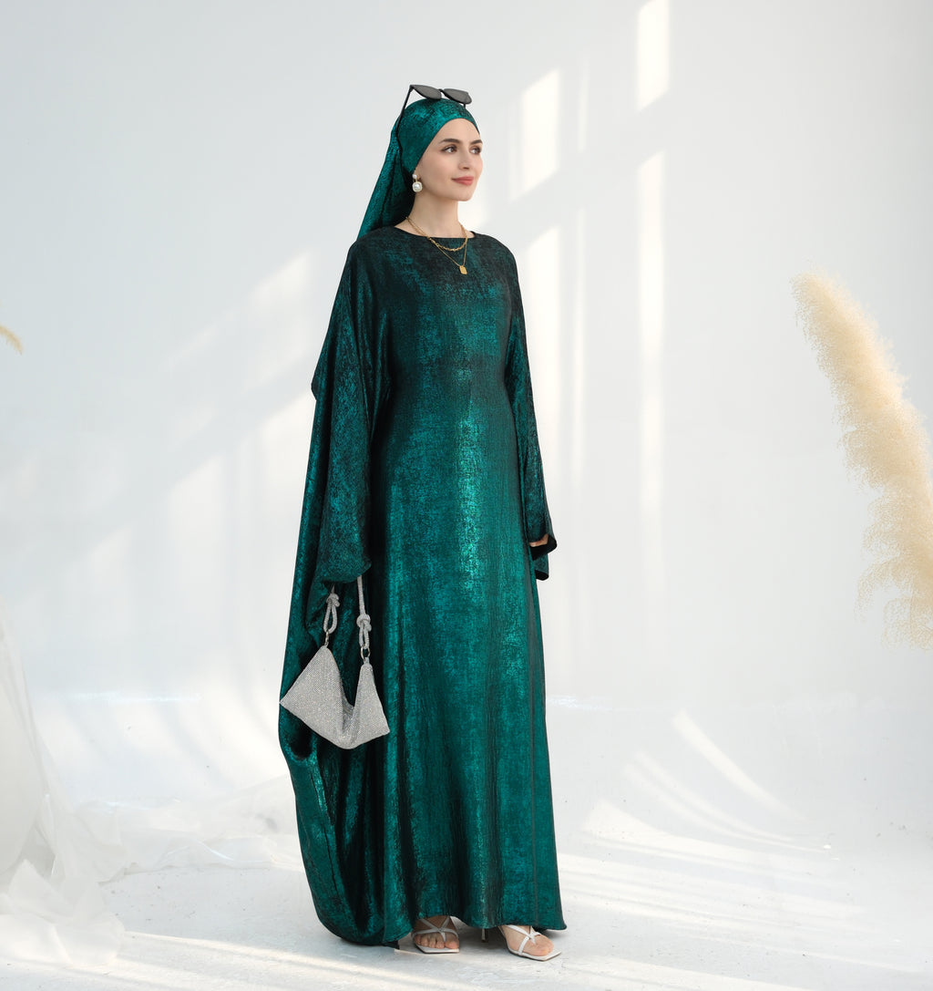 Soraya Shimmer Kaftan Dress - Emerald