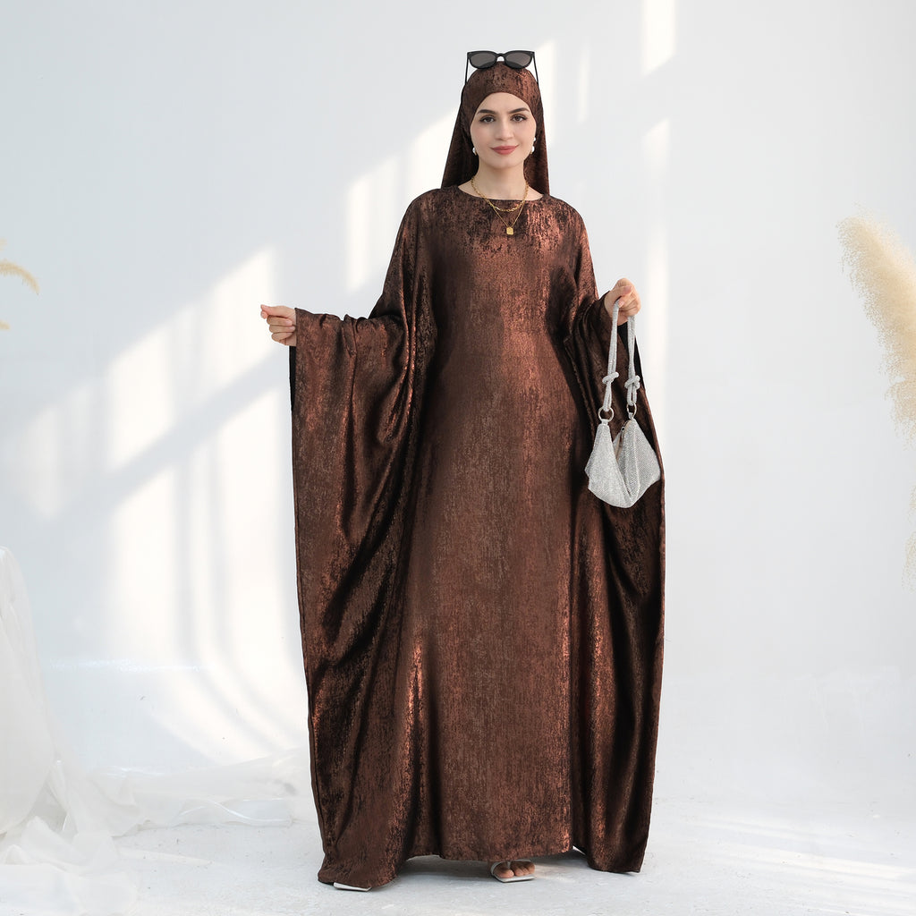 Soraya Shimmer Kaftan Dress - Coffee