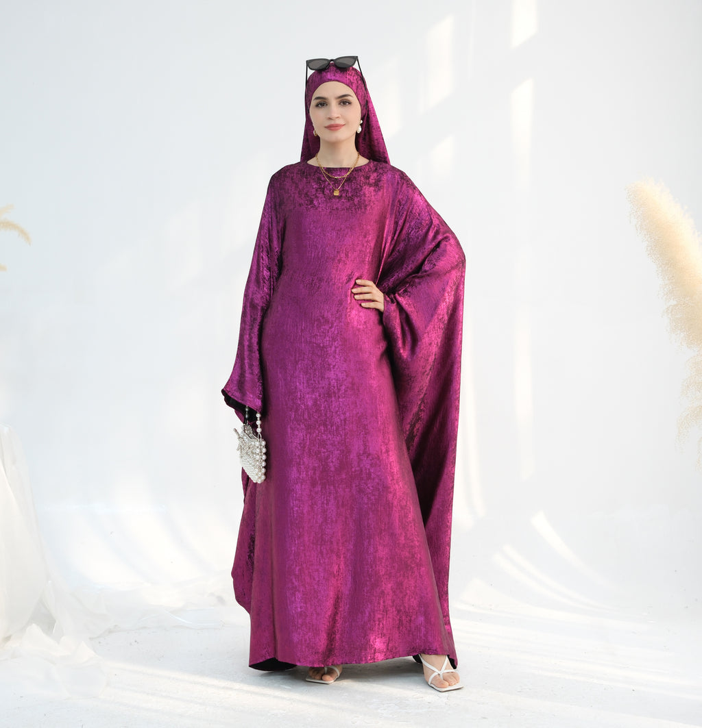 Soraya Shimmer Kaftan Dress - Magenta