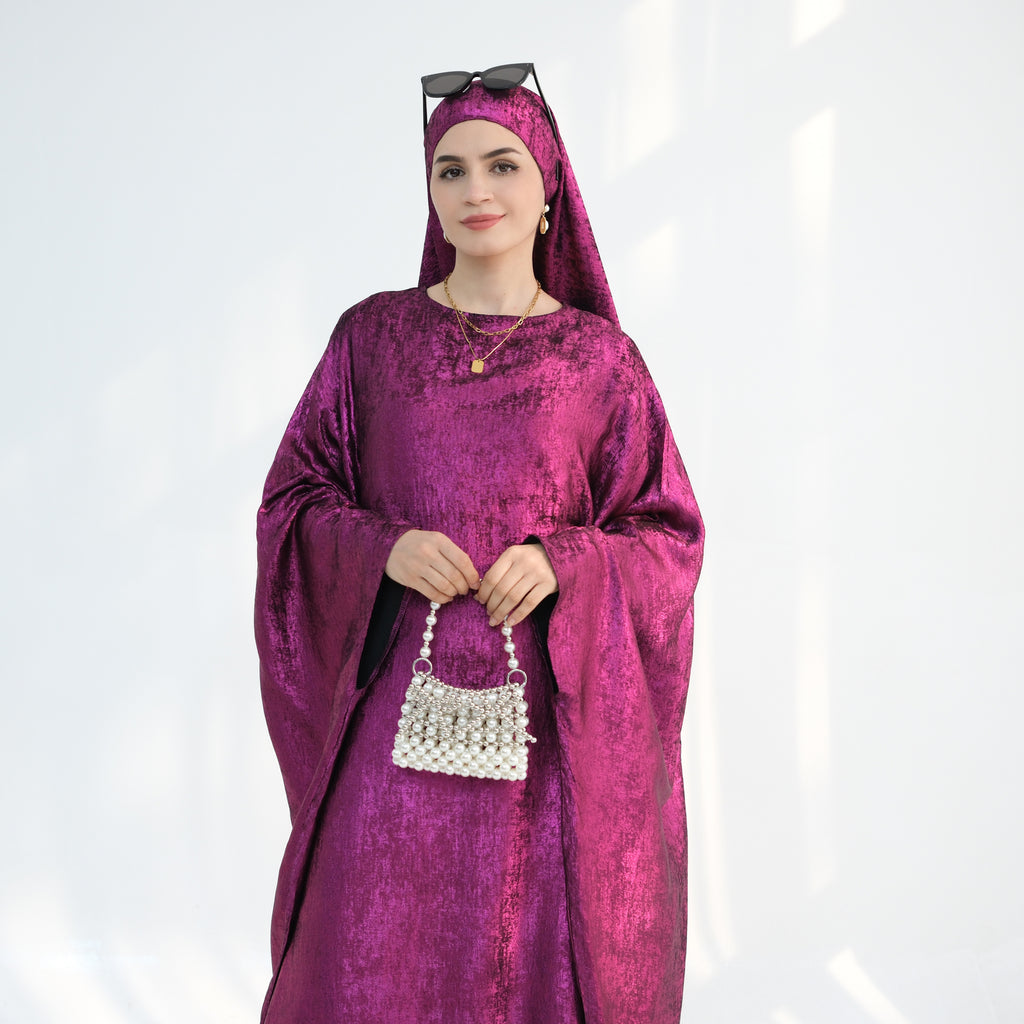 Soraya Shimmer Kaftan Dress - Magenta