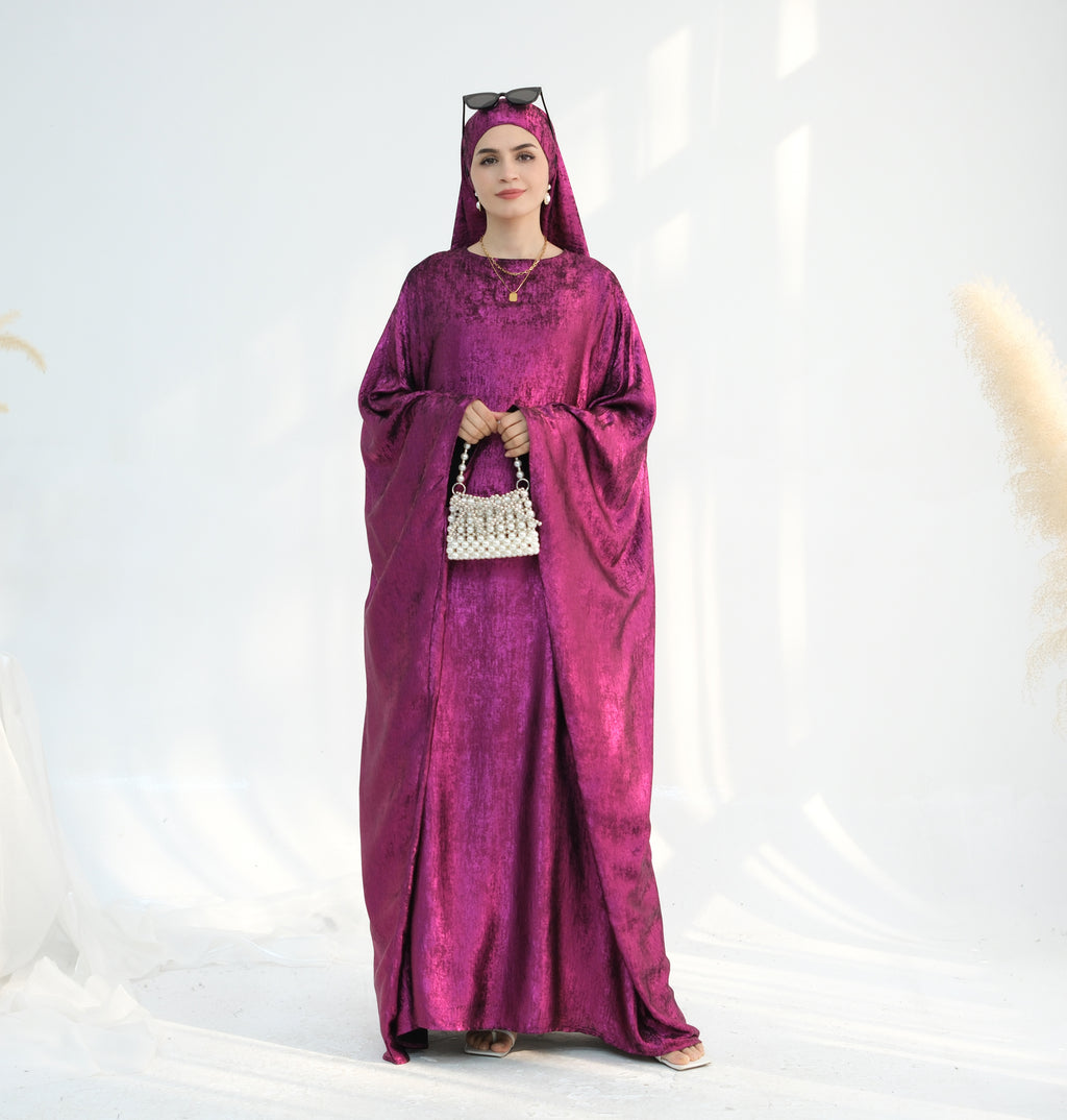 Soraya Shimmer Kaftan Dress - Magenta