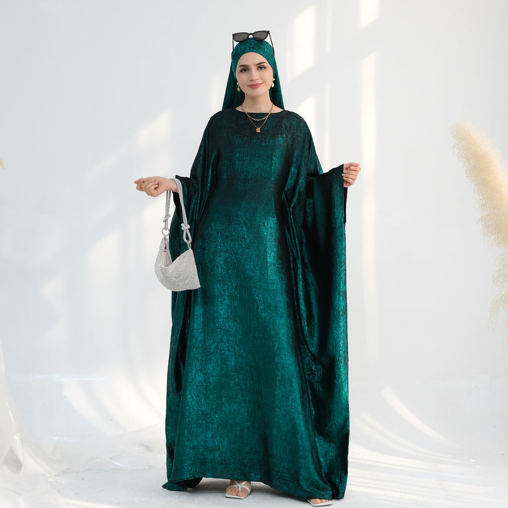 Soraya Shimmer Kaftan Dress - Emerald