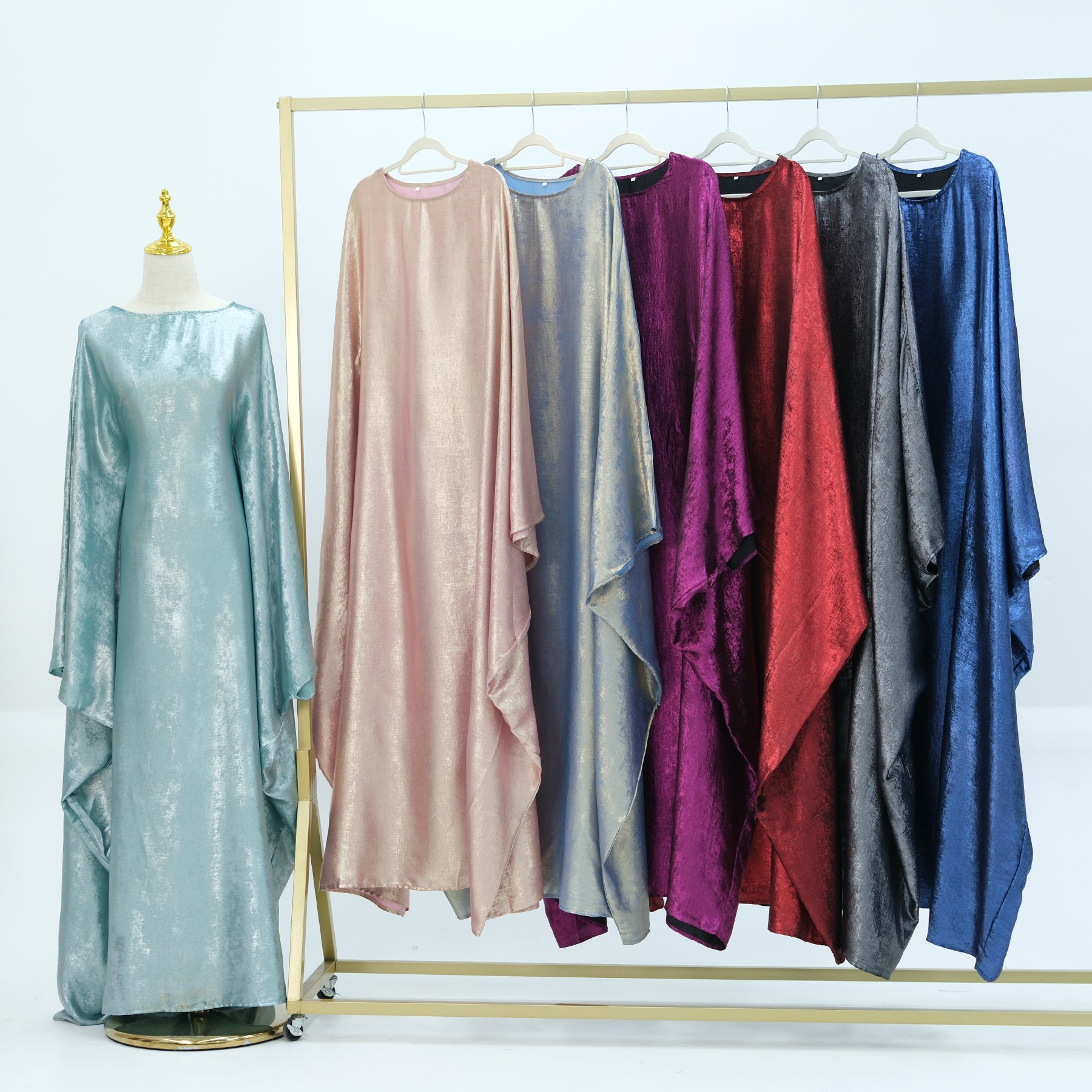 Soraya Shimmer Kaftan Dress - Light Blue