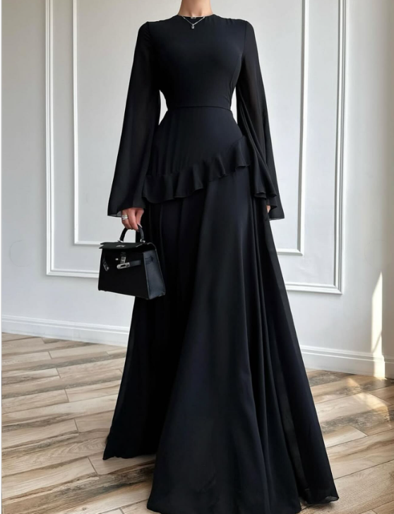Aurelia Ruffle Maxi Dress - Black