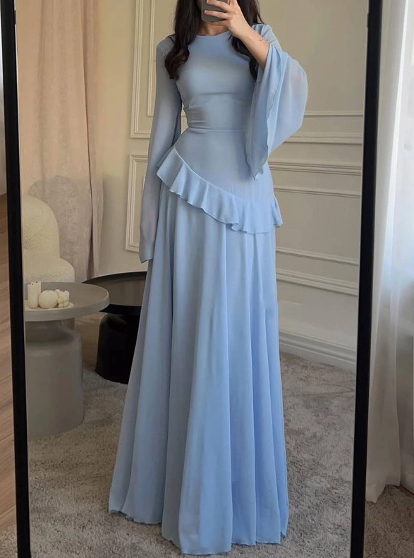 Aurelia Ruffle Maxi Dress - Blue
