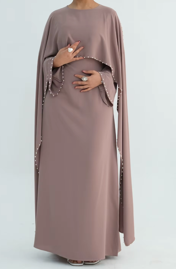 Layla Pearl Shawl Dress - Mocha
