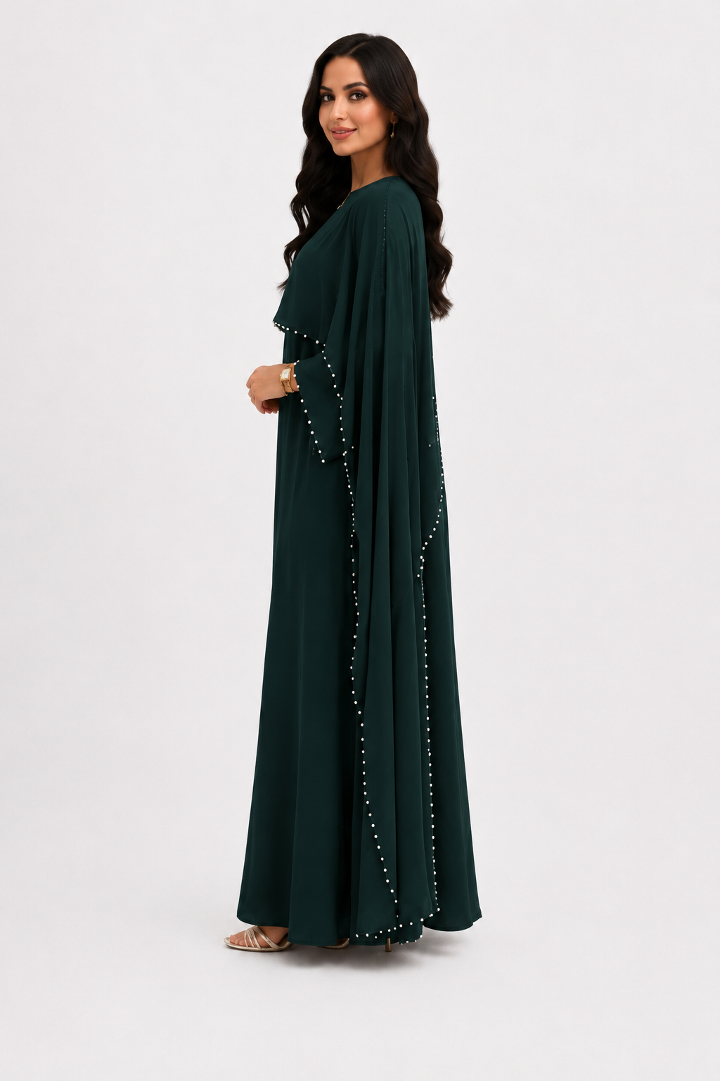 Layla Pearl Shawl Dress - Emerald