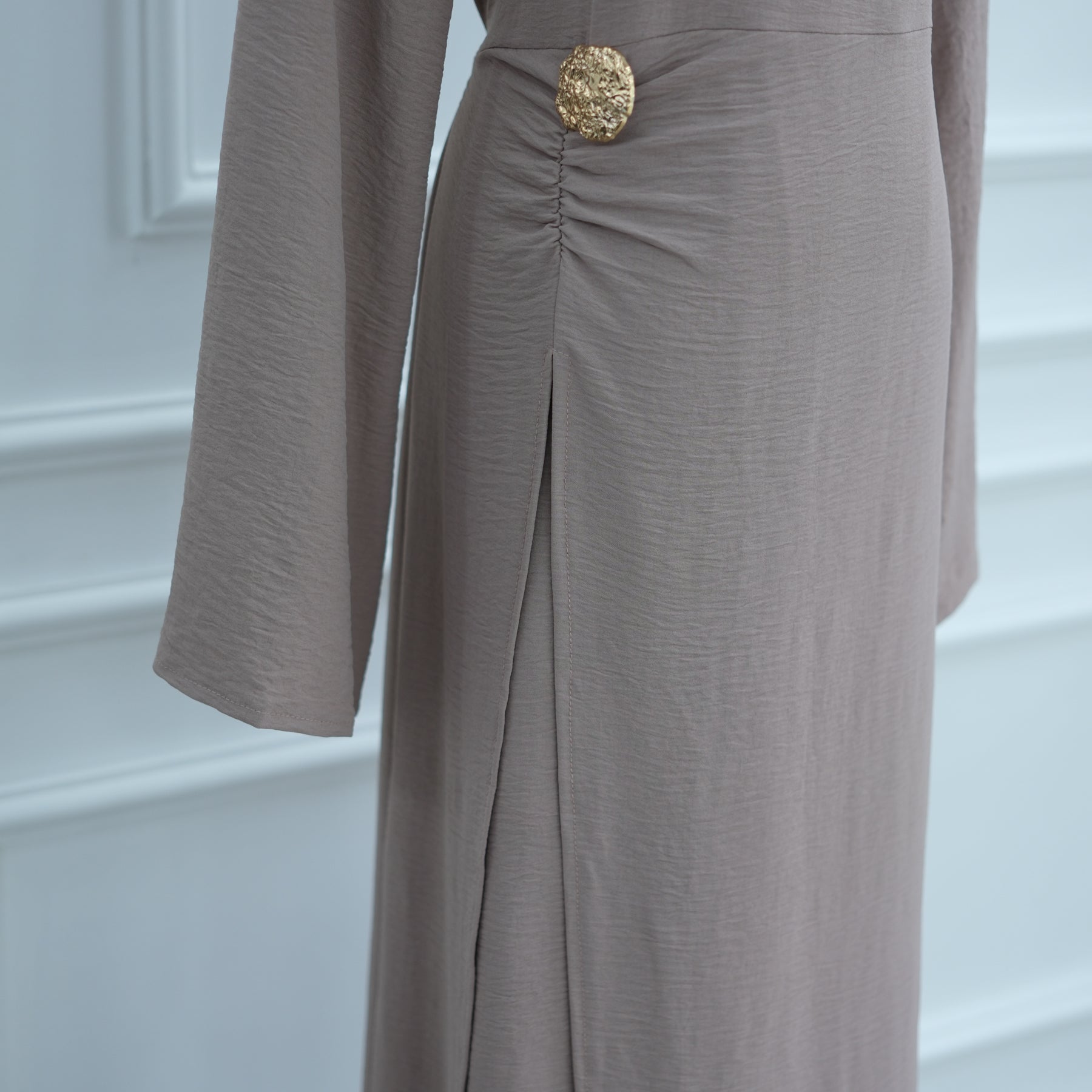 Lena Gold Detail Maxi Dress - Tan