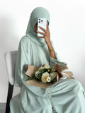 Yasmina Trim Detail Abaya - Pale Green