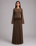 Ayla Floral Waist Maxi Dress - Brown