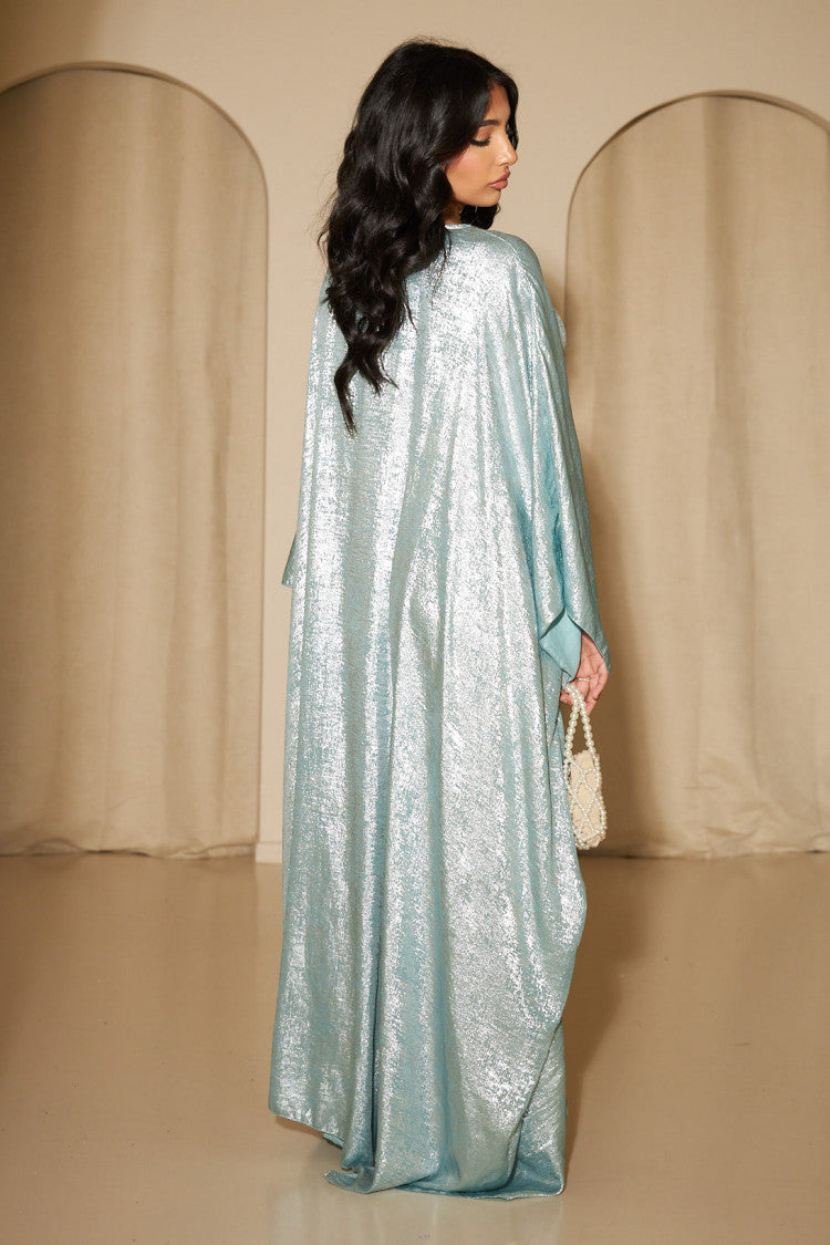 Soraya Shimmer Kaftan Dress - Light Blue